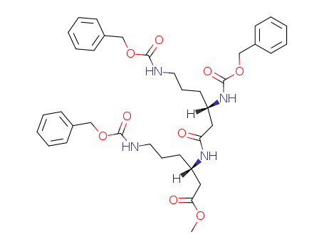 Molecular Structure of 37682-58-9 ((S)-6-Benzyloxycarbonylamino-3-((S)-3,6-bis-benzyloxycarbonylamino-hexanoylamino)-hexanoic acid methyl ester)