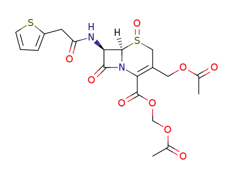 Molecular Structure of 35390-65-9 ((6<i>R</i>)-3-acetoxymethyl-5ξ,8-dioxo-7<i>t</i>-(2-thiophen-2-yl-acetylamino)-(6<i>r</i><i>H</i>)-5λ<sup>4</sup>-thia-1-aza-bicyclo[4.2.0]oct-2-ene-2-carboxylic acid acetoxymethyl ester)
