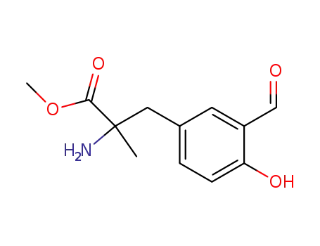 Molecular Structure of 683196-30-7 (2-Amino-3-(3-formyl-4-hydroxy-phenyl)-2-methyl-propionic acid methyl ester)