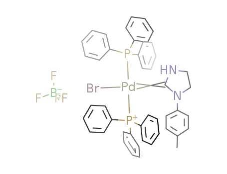 Molecular Structure of 111139-95-8 (trans-{(PPh<sub>3</sub>)2Pd(CN(C<sub>6</sub>H<sub>4</sub>-p-Me)CH<sub>2</sub>CH<sub>2</sub>N(H))Br}BF<sub>4</sub>)