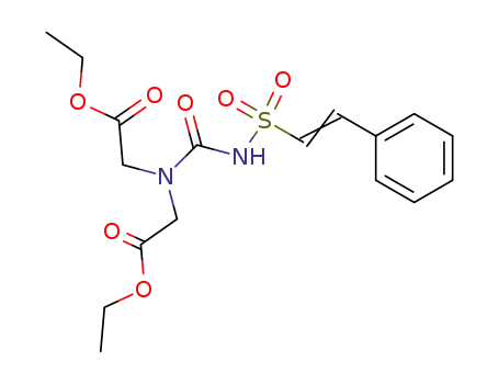 Molecular Structure of 61298-82-6 (Glycine,
N-(2-ethoxy-2-oxoethyl)-N-[[[(2-phenylethenyl)sulfonyl]amino]carbonyl]-,
ethyl ester)