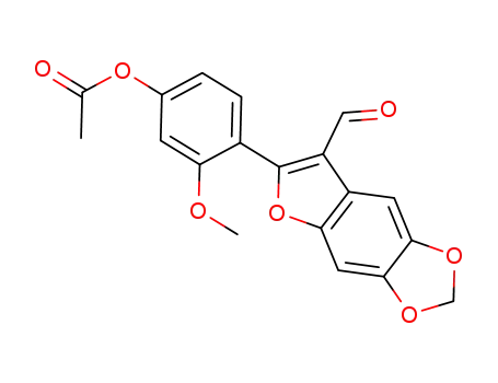 Molecular Structure of 877875-35-9 (Furo[2,3-f]-1,3-benzodioxole-7-carboxaldehyde,
6-[4-(acetyloxy)-2-methoxyphenyl]-)