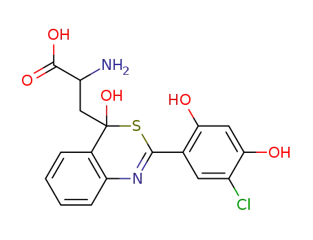 Molecular Structure of 1376273-11-8 (2-amino-3-[2-(5-chloro-2,4-dihydroxyphenyl)-4-hydroxy-4H-3,1-benzothiazin-4-yl]propanoic acid)