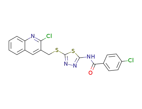 4-chloro-N-(5-([(2-chloroquinolin-3-yl)methyl]thio)-1,3,4-thiadiazol-2-yl)benzamide