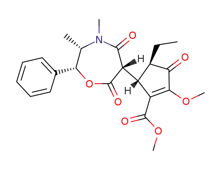 (4R,5S)-5-((2R,3S,6S)-3,4-Dimethyl-5,7-dioxo-2-phenyl-[1,4]oxazepan-6-yl)-4-ethyl-2-methoxy-3-oxo-cyclopent-1-enecarboxylic acid methyl ester
