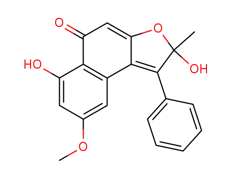 Naphtho[2,1-b]furan-5(2H)-one,
2,6-dihydroxy-8-methoxy-2-methyl-1-phenyl-