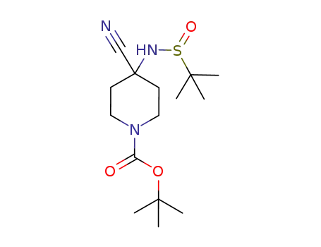 1-Piperidinecarboxylic acid,
4-cyano-4-[[(1,1-dimethylethyl)sulfinyl]amino]-, 1,1-dimethylethyl ester