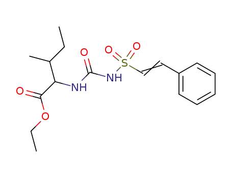 Molecular Structure of 61298-95-1 (Isoleucine, N-[[[(2-phenylethenyl)sulfonyl]amino]carbonyl]-, ethyl ester)