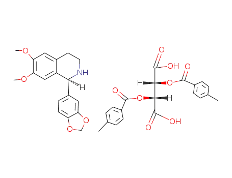 1-benzo[1,3]dioxol-5-yl-6,7-dimethoxy-1,2,3,4-tetrahydro-isoquinoline; <i>O</i><sup>2</sup>,<i>O</i><sup>3</sup>-bis-(4-methyl-benzoyl)-<i>L</i><sub>g</sub>-tartrate (1:1)