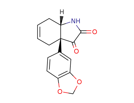 Molecular Structure of 35598-54-0 (3a-benzo[1,3]dioxol-5-yl-(3a<i>r</i>,7a<i>c</i>)-3a,4,7,7a-tetrahydro-indole-2,3-dione)