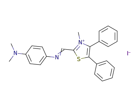 Molecular Structure of 5960-23-6 (2-[(4-dimethylamino-phenylimino)-methyl]-3-methyl-4,5-diphenyl-thiazolium; iodide)