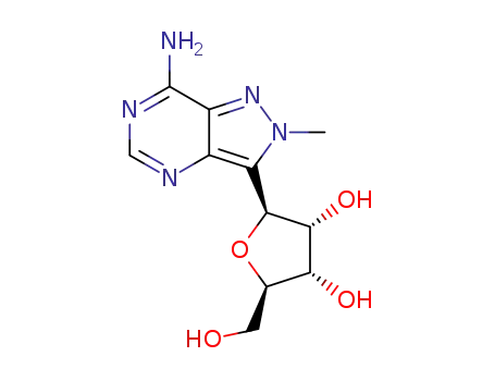 Molecular Structure of 42204-46-6 ((1S)-1-(7-amino-2-methyl-2H-pyrazolo[4,3-d]pyrimidin-3-yl)-1,4-anhydro-D-ribitol)