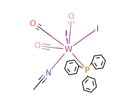 Molecular Structure of 102349-53-1 (Tungsten, (acetonitrile)tricarbonyldiiodo(triphenylphosphine)-)
