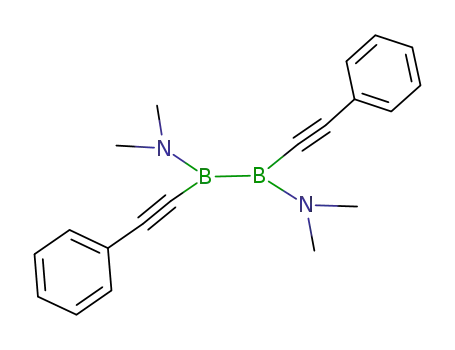 Molecular Structure of 133911-54-3 (1,2-bis(dimethylamino)-1,2-bis(phenylethinyl)diborane<sup>(4)</sup>)