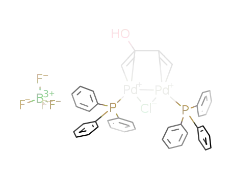 Molecular Structure of 223384-79-0 ([(μ-η(2):η(2)-CH2C(OH)CHCH2)(PPh3)2(μ-Cl)]BF4)