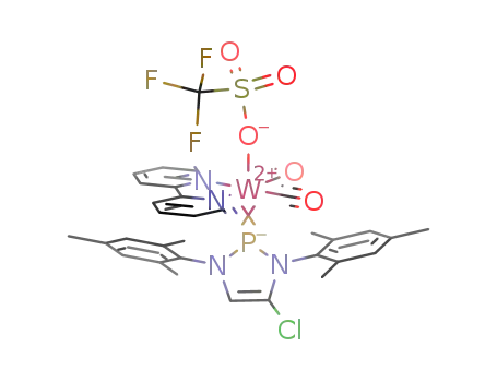 trans-[(2,2'-bipyridine)-dicarbonyl-(1,3-dimesityl-4-chlorodiazaphospholenium)-triflato-tungsten<sup>(0)</sup>]