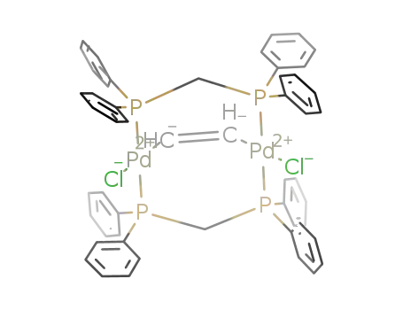 Molecular Structure of 109709-52-6 ((Pd<sub>2</sub>Cl<sub>2</sub>((C<sub>6</sub>H<sub>5</sub>)2PCH<sub>2</sub>P(C<sub>6</sub>H<sub>5</sub>)2)2(HCCH)))