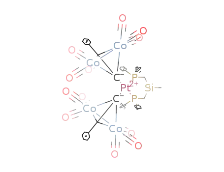 [Pt(CCC<sub>6</sub>H<sub>5</sub>Co<sub>2</sub>(CO)6)2((CH<sub>3</sub>)2Si(CH<sub>2</sub>P(C<sub>6</sub>H<sub>5</sub>)2)2)]