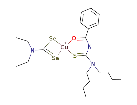 (1,1-di-n-butyl-3-benzoyl-thioureato)(diethyldiselenocarbamato)copper(II)