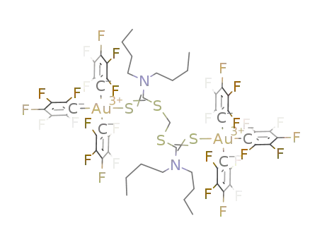 (Au(C<sub>6</sub>F<sub>5</sub>)3)2(CH<sub>2</sub>(S<sub>2</sub>CN((CH<sub>2</sub>)3CH<sub>3</sub>)2)2)