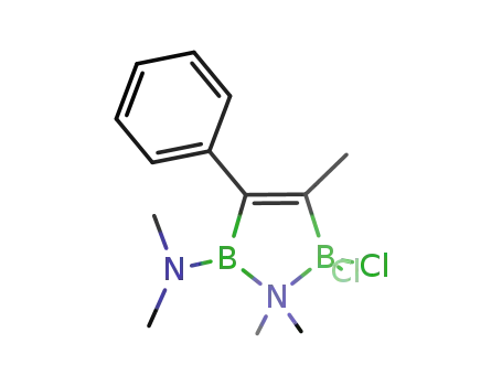 Molecular Structure of 254446-98-5 (C<sub>6</sub>H<sub>5</sub>CCCH<sub>3</sub>B(N(CH<sub>3</sub>)2)N(CH<sub>3</sub>)2B(Cl)2)