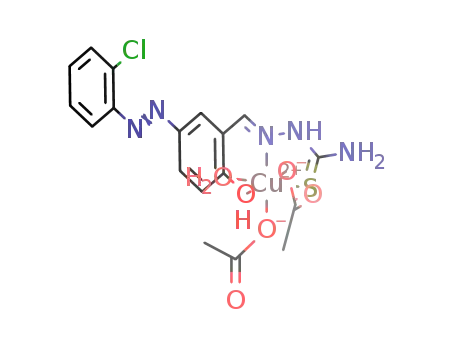 Cu(acetate)2(4-((4-chlorophenyl)diazenyl)-2-hydroxy benzaldehyde)(H<sub>2</sub>O)