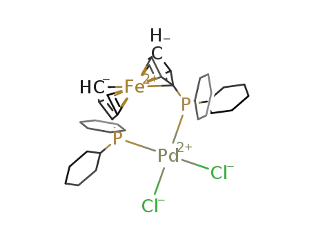 Molecular Structure of 917511-90-1 (1,1μ-Bis(di-cyclohexylphosphino)ferrocene  palladium  dichloride)