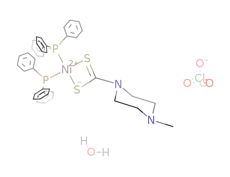 Molecular Structure of 935742-17-9 (bis(triphenylphosphine)(4-methylpiperazinecarbodithioato)nickel(II) perchlorate monohydrate)
