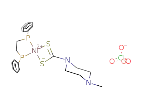 Molecular Structure of 935742-19-1 (1,2-bis((diphenylphosphino)ethane)(4-methylpiperazinecarbodithioato)nickel(II) perchlorate)