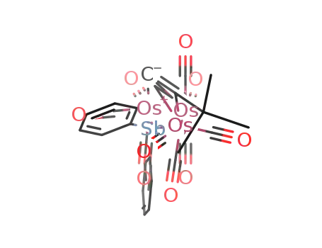 Molecular Structure of 412967-26-1 (Os3(μ-Sb(C6H5)2)(μ(3),η(2)-CCC(CH3)3)(CO)9)