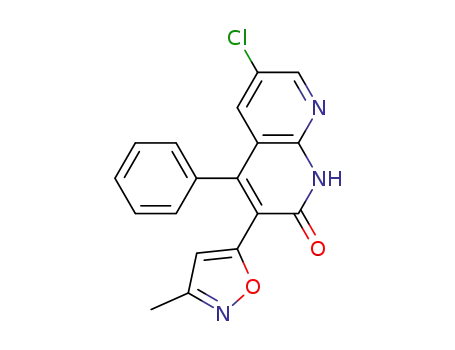 Molecular Structure of 835880-56-3 (1,8-Naphthyridin-2(1H)-one,
6-chloro-3-(3-methyl-5-isoxazolyl)-4-phenyl-)