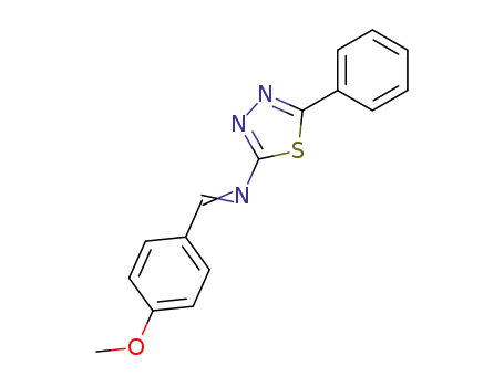 Molecular Structure of 6578-89-8 (1,3,4-Thiadiazol-2-amine, N-[(4-methoxyphenyl)methylene]-5-phenyl-)