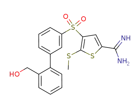 Molecular Structure of 631903-83-8 (2-Thiophenecarboximidamide,
4-[[2'-(hydroxymethyl)[1,1'-biphenyl]-3-yl]sulfonyl]-5-(methylthio)-)