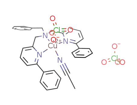 Cu(C<sub>6</sub>H<sub>5</sub>CH<sub>2</sub>N(CH<sub>2</sub>C<sub>5</sub>H<sub>3</sub>NC<sub>6</sub>H<sub>5</sub>)2)(CH<sub>3</sub>CN)ClO<sub>4</sub><sup>(1+)</sup>*ClO<sub>4</sub><sup>(1-)</sup>=Cu(C<sub>6</sub>H<sub>5</sub>CH<sub>2</sub>N(CH<sub>2</sub>C<sub>5</sub>H<sub>3</sub>NC<sub>6</sub>H<sub>5</sub>)2)(CH<sub>3</sub>CN)(ClO<sub>4</sub>)2