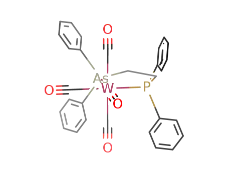 Molecular Structure of 38496-26-3 ((1-diphenylphosphino-2-diphenylarsinoethane)tungsten tetracarbonyl)