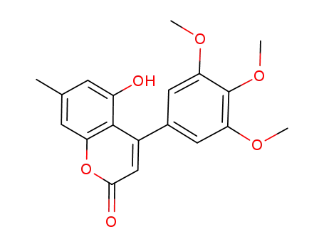 Molecular Structure of 1027103-77-0 (5-hydroxy-7-methyl-4-(3,4,5-trimethoxyphenyl)chromen-2-one)