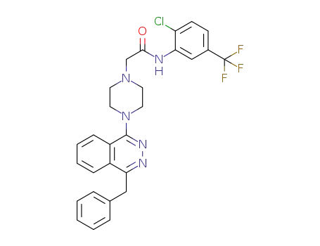 Molecular Structure of 1236306-34-5 (N-(2-chloro-5-(trifluoromethyl)phenyl)-2-(4-(4-benzylphthalazin-1-yl)piperazin-1-yl)acetamide)