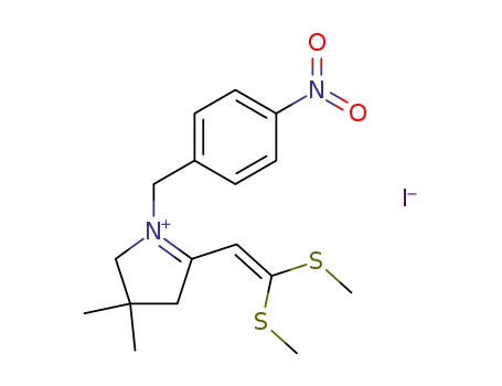 Molecular Structure of 80037-42-9 (N-p-Nitrobenzyl-2-bis(2-methylthio)-vinyl-4,4-dimethyl-Δ1-pyrroliniumiodid)