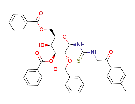 Molecular Structure of 127293-18-9 (N-(p-methylphenacyl)-N'-(2,3,6-tri-O-benzoyl-β-D-galactopyranosyl)thiourea)