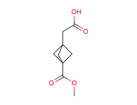 Molecular Structure of 1113001-63-0 (2-(3-(Methoxycarbonyl)bicyclo[1.1.1]pentan-1-yl)acetic acid)