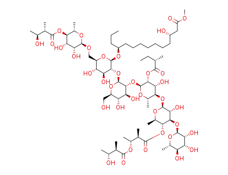 methyl 3S,11S-dihydroxytetradecanoate 11-O-α-L-rhamnopyranosyl-(1->3)-O-[4-O-2R-methyl-3R-O-(2R-methyl-3R-hydroxybutyryl)butyryl]-β-D-quinovopyranosyl-(1->4)-O-(2-O-2S-methylbutyryl)-α-L-rhamnopyranosyl-(1->2)-O-β-D-glucopyranosyl-(1->2)-[O-(4-O-2S-methyl-3S-hydroxybutyryl)-α-L-rhamnopyranosyl-(1->6)]-β-D-glucopyranoside