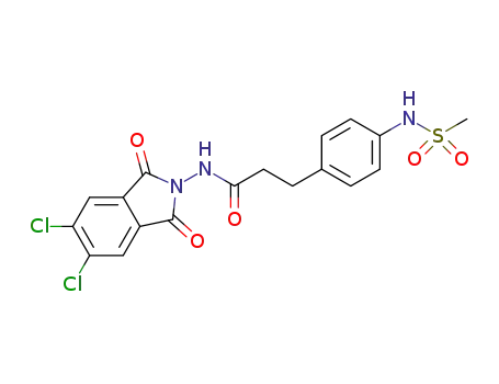 Molecular Structure of 1192365-93-7 (N-(5,6-dichloro-1,3-dioxoisoindolin-2-yl)-3-(4-(methylsulfonamido)phenyl)propanamide)