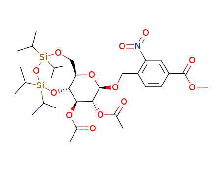 4-methoxycarbonyl-2-nitrobenzyl 2,3-di-O-acetyl-4,6-O-<1,1,3,3-tetra(2-propyl)-disiloxan-1,3-yl>-β-D-glucopyranoside