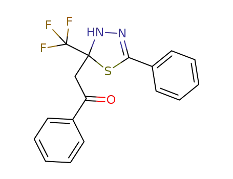 Molecular Structure of 392668-04-1 (Ethanone,
2-[2,3-dihydro-5-phenyl-2-(trifluoromethyl)-1,3,4-thiadiazol-2-yl]-1-phenyl
-)