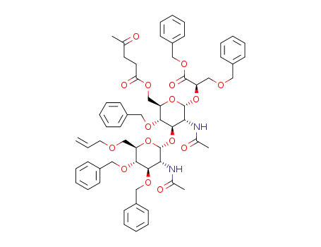 2-N-acetyl-6-O-allyl-3,4-di-O-benzyl-α-D-glucosaminopyranosyl-(1→3)-2-N-acetyl-4-O-benzyl-6-O-levulinoyl-α-D-glucosaminopyranosyl-(1→2)-benzyl (2R)-3-benzyloxypropanoate