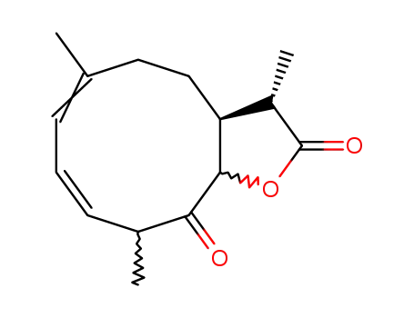 Molecular Structure of 61228-87-3 (Cyclodeca[b]furan-2,11(3H,4H)-dione,
3a,5,10,11a-tetrahydro-3,6,10-trimethyl-)