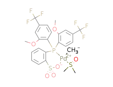 bis{N,N’-{(κ2-P,O)-2-[di-(2-methoxy-4-trifluoromethyl-phenyl)-phosphine]benzenesulfonate} palladium(II)-methyl}-dimethylsulfoxide