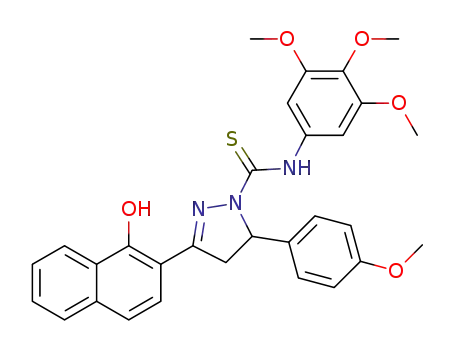 Molecular Structure of 1446419-69-7 (3-(1-hydroxynaphthalen-2-yl)-5-bis(4-methoxyphenyl)-N-(3,4,5-trimethoxyphenyl)-2-pyrazoline-1-carbothioamide)