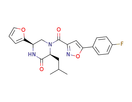 (3S,6R)-4-(5-(4-fluorophenyl)isoxazole-3-carbonyl)-6-(furan-2-yl)-3-isobutylpiperazin-2-one