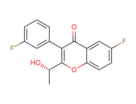 Molecular Structure of 1479107-10-2 ((S)-6-fluoro-3-(3-fluorophenyl)-2-(1-hydroxyethyl)-4H-chromen-4-one)